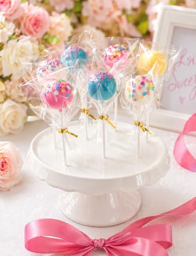 2400Pcs White Lollipop Sticks, 6IN Cake Pop Sticks with Clear Treat Bags & Gold Twist Ties for Candy Making Accessories - color: 2400PCS white