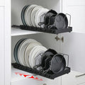 2 Pack Pull-Out Pots and Pans Organizer Under Cabinet, Slide-Out Pot Lid Holder with 8 Adjustable Dividers, No-Drill Adhesive Kitchen Cabinet Storage Rack (Black)