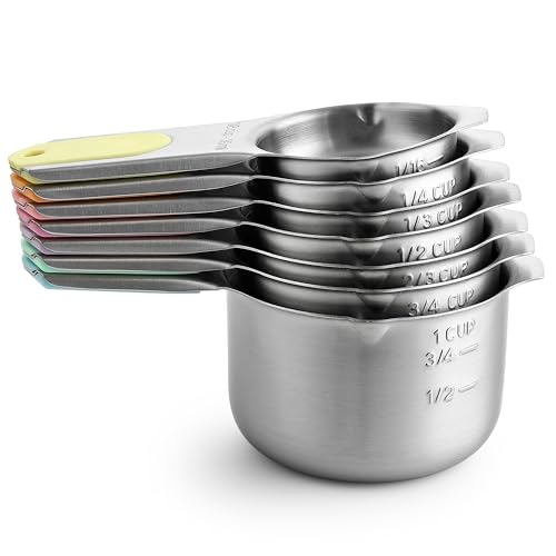 Spring Chef Magnetic Stainless Steel Measuring Cups Set of 7, Pastel - color: Pastel