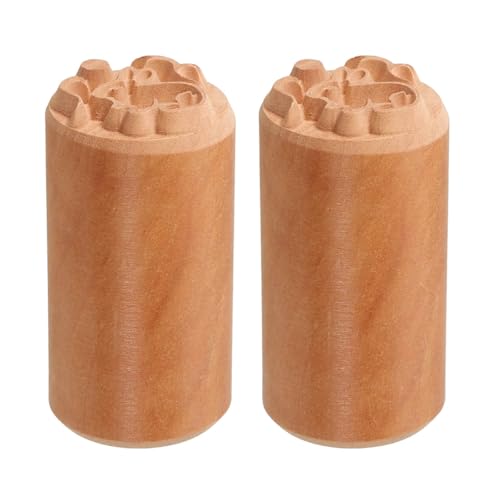 HARFINGTON 2pcs Wood Pottery Tools Stamps 1" Dia 2" Length Wood Block Print Stamps Rabbit Pattern for Cookie Cake Dessert - style: Rabbit Pattern