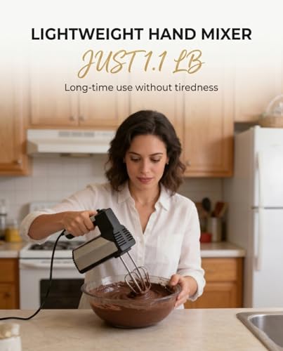 Hand Mixer Electric Handheld, 5-Speed 200W with 4 Accessories Black - color: Matte Gray Stainless Steel