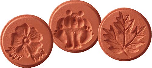 JBK Pottery Terra Cotta Cookie Stamps for Baking, Oven & Dishwasher Safe - Cookie Cutter, Molder, Stamper Press, Ideal for Cookies, Polvoron, Pastry, Shortbreads, Butter - Nature 2, Set of 3 Designs - size: 3 Piece Nature Set