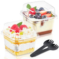 Kucoele 50 Pack 8 oz Plastic Dessert Cups with Lids and Sporks - style: 50 Pack 8oz