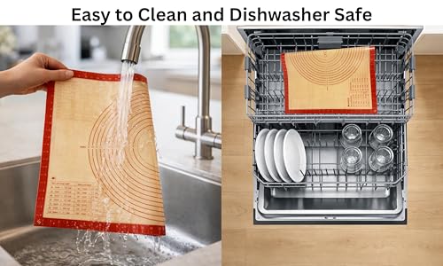 Silicone Pastry Mat with Measurements, 36 x 24 Inch Extra Thick Non-Slip Nonstick XL Baking Mat for Dough Rolling, Kneading, Fondant and Pie, Red - color: Red, size: 36"L x 24"W