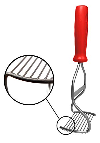 Diamond Series Masher - World's Best Handheld Masher and Blender - Stainless Steel Blades with Ergonomic Rubber Handle - Red - color: Red
