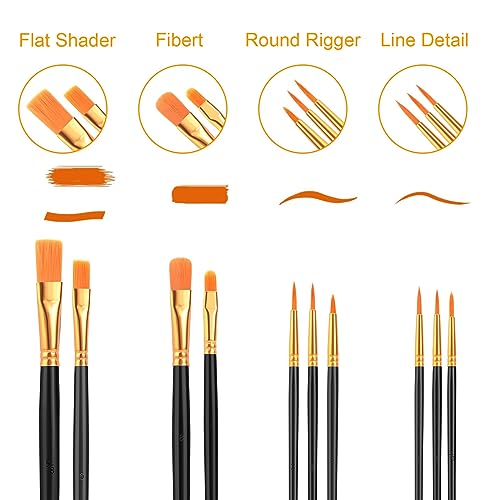 AROIC Paint Brush Set, 10 Pack 100 Pcs Acrylic Paint Brushes - color: Black, size: 100pcs-black