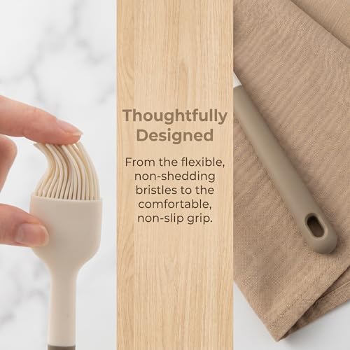 2Pcs Silicone Oil Brush with Wooden Handle,Durable Basting Brush Pastry Brush,Easy to Clean,White Food Brushes for Cooking Baking Grilling