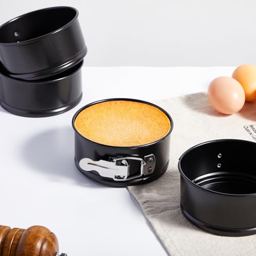 4 Pcs 4 Inch Nonstick Springform Cheesecake Pan with Removable Bottom Black - color: Black, size: 4 Inch