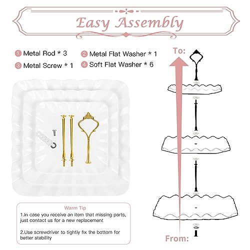 5 Pcs Dessert Table Display Set- 3 Tier Cupcake Stand & Serving Tray