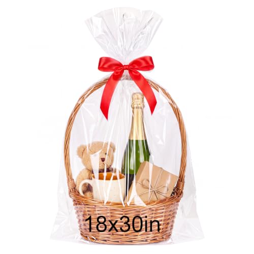 20PCS Clear Cellophane Gift Bags 18x30 Inch Small Gift Basket Wrap Bag - size: 20pcs 18x30 Inch
