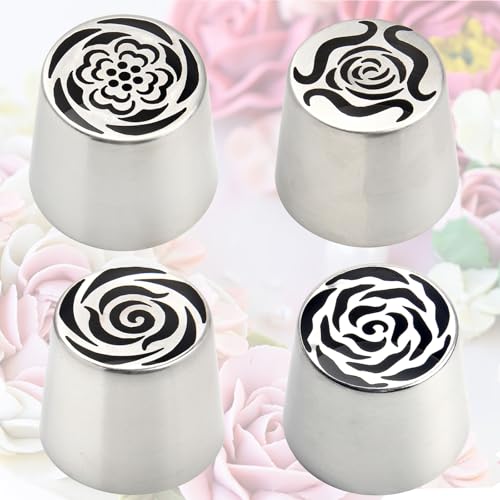 4pcs Russian Piping Tips Set Extra Large Stainless Steel Flower Icing Tips