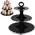 Cupcake Stand Black 3-Tier 2-Pack, Cardboard Dessert Display Tower - color: Black 2 Pack