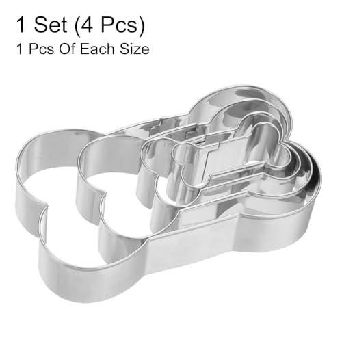 HARFINGTON Dog Bone Cookie Cutter Set Assorted Sizes Stainless Steel Homemade Treats Biscuit Baking Pastry Candy Cookie Cutters Molding for Pastry Fondant Cake - style: Dog Bone