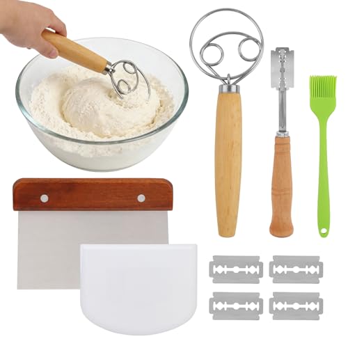 Danish Dough Whisk Set, Dough Hook, Bread Lame, Bench Scraper