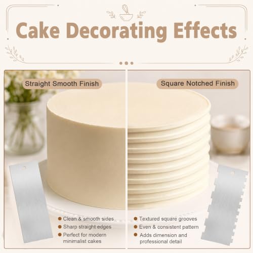 5PCS 9 Inch Cake Scraper Set Stainless Steel Smoother Comb Double Sides
