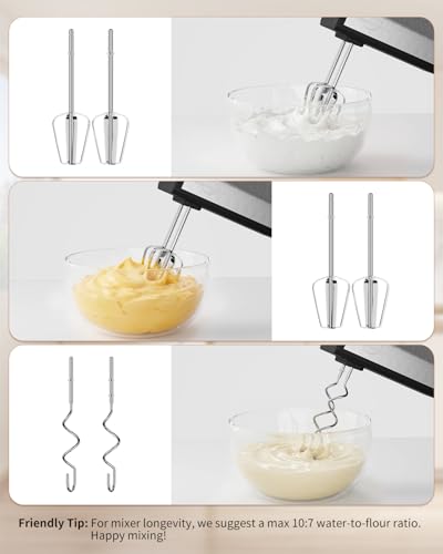 Hand Mixer Electric Handheld, 5-Speed 200W with 4 Accessories Black - color: Matte Gray Stainless Steel