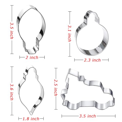 Christmas Ornament Cookie Cutters 4Pcs for Baking Decorating - style: Christmas Ornaments 4Pcs
