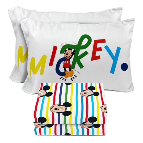 Sunny Side Up Disney Mickey Mouse Full Sheet Set - 4 Piece Kids Bedding Set Includes Pillow Cover - Super Soft Microfiber Sheets - color: Multi - Mickey Mouse, size: 4 Piece Full