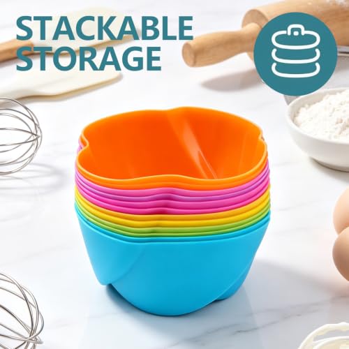 12 Pack Reusable Silicone Cupcake Liners Baking Cups Liners - color: Colored-Rose