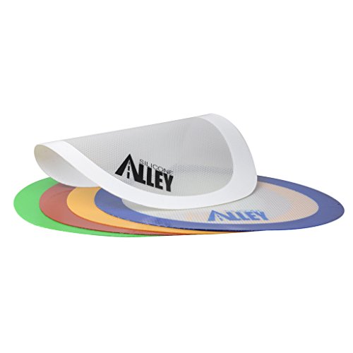 Non-stick Mat Pad [5 Fun Colors] - Silicone Rolling Baking Pastry Placemat Large Round 9.5" - (Value Pack - Set of 5)