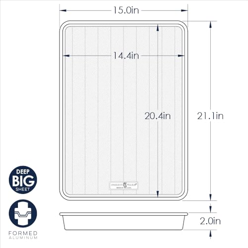 Nordic Ware Prism 21x15 inch Extra Large Baking Pan, XL Capacity, Textured Natural Aluminum For Roasting Baking Broiling - size: 1 Pack, style: Big Batch