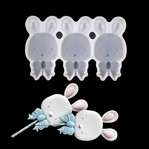 mostsomCute Rabbit Resin Epoxy Mold Handmade Rattle Shaker Lollipop Mould DIY Jewelry Making Models Kitchen Cake Mold 2PCS (M_ Rabbit) - size: M_ Rabbit
