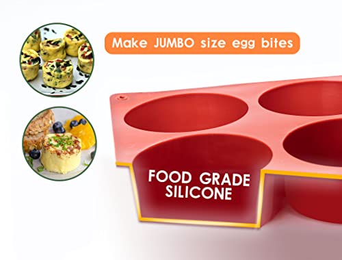Silicone Egg Molds Frittata Pan, 2 Pack Starbuc Egg Bites Deep 3 Inch Dash Cups Sous Vide Round Rolls for Breakfast Sandwiches Omelets Dinner Rolls Baking - color: Maroon, size: Round-2pcs