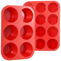 CAKETIME Silicone Muffin Pan, 2 Packs Jumbo 6 Cups and Regular 12 Cups for Baking Muffins, Cupcakes, Egg Bites, Frittatas - size: 12-Cup Regular & 6-Cup Jumbo