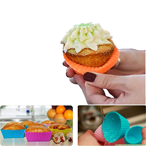 Silicone Cupcake Liners Baking Cups Non-Stick Jumbo Reusable Muffin Molds Bento Bundle Lunch Box Dividers (30-Pack) - style: 30 Pack Cupcake Liners