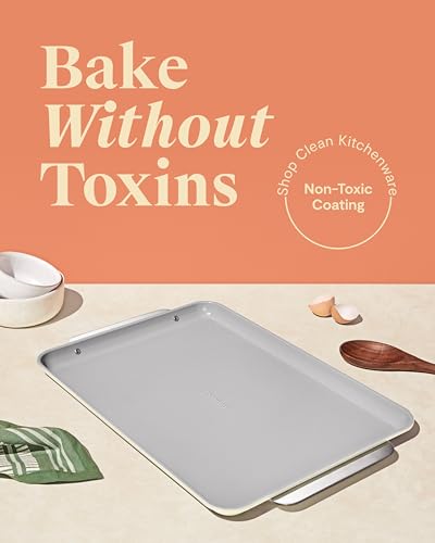 Caraway Non-Stick Ceramic Large Baking Sheet Duo - color: Cream, size: 2x Large 18" x 13"