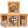 qiqee 10"x 10"x 2.5" Brown Pie Boxes with Window 120Packs Cookie Donut Bakery Box (Auto-pop Up) - color: Brown, 120Packs