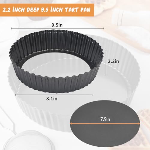 Deep Tart Pan, 9.5 x 2.2 Inches Non-Stick Tall Tart Pan. - color: Black, size: 9.5*2.2Inch