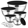 E-far Stainless Steel Mixing Bowls with Lids Set, 5-Piece, Black - color: Black, size: 5 Regular Sizes