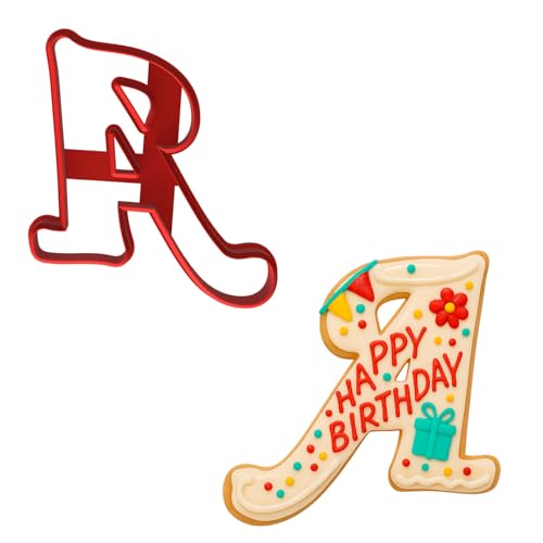 Mighty Gadget Fancy Cursive Letter A to Z Cookie Cutter - 4" Tall Alphabet Baking Mold (Random Color) (A) - color: A