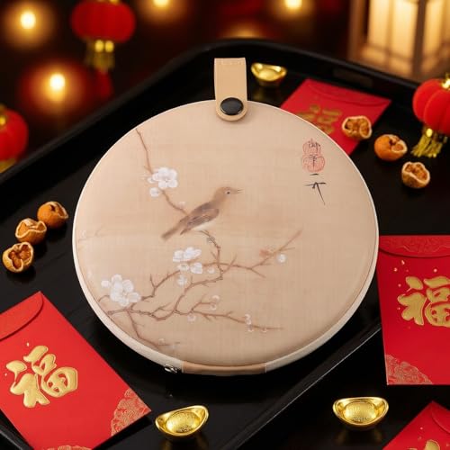 LUOZZY Pu'er Tea Cake Storage Bag Round Tea Cake Packing Bag with Plum Blossom Pattern Teacakes Organizer with Portable Loop for Home Office Decoration