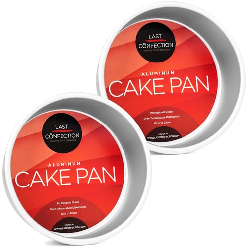 LAST CONFECTION 7 x 3 Inch Round Cake Pans, Set of 2 Anodized Aluminum Cake Pans Baking Tins - size: 2 Pack - 7" x 3" Deep