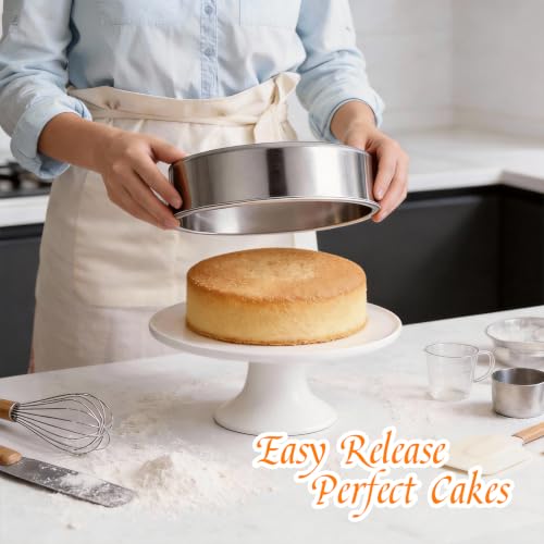 tifanso 3PCS 8" Round Stainless Steel Even Heating Cake Pans for Baking