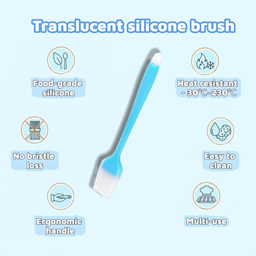 Silicone Basting Pastry Brush, 10.35 Inch, Blue, Food Grade, Heat Resistant -30°C to 230°C, No Bristle Loss, for Baking, BBQ, and Cooking