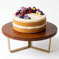 nestroots Cake Stand, Teak Wood with Steel Base, Round Cupcake Stand