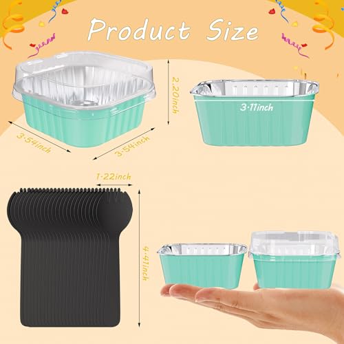 25 Pack Mini Cake Pans with Lids, dessert cups baked goods packaging - color: Blue