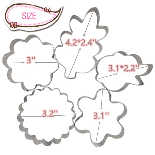 5Pcs Spring Flowers Cookie Cutters, Sunflower Dasiy Rose Tulip Shapes Biscuits Molds Stainless Steel Cutter Set for Mother's Day, Father's Day, Valentine's Day, Thanksgiving - color: Flower