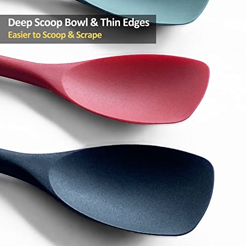 Vovoly Silicone Spatula Spoon Set, 11 IN, Black, Spoonulas Heat Resistant - color: Black Spoonula set