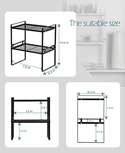 Shantton Cabinet Shelf Organizer, Pantry Shelf Rack, Black 13x8.3x7.3 - color: Black, size: L13" W8.3" H7.3"