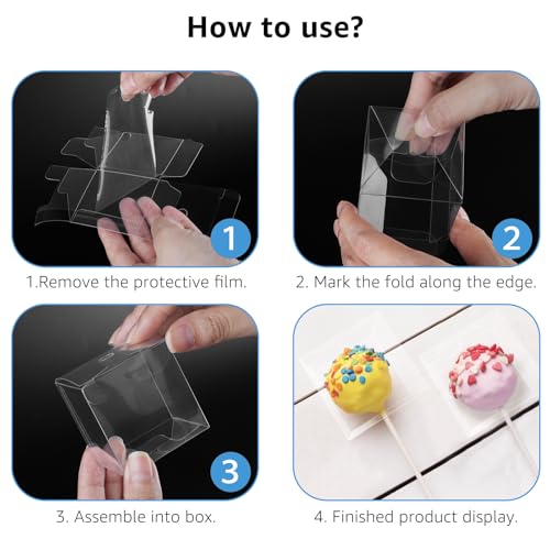 35 Set Cake Pop Boxes with Paper Sticks, Clear Treat Container and Wrap Kit - size: 35 Pack