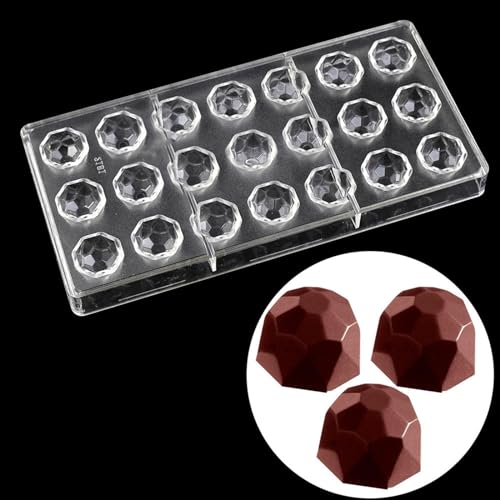 21 Grid Chocolate Candy Mold PC Polycarbonate Chocolate Making Mould with Scraper (Diamond) - color: Diamond