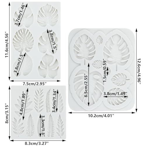 Tropical Leaf Silicone Mold Monstera Leaves Fondant Mold Set of 3 - color: Style E