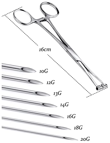 Vsnnsns 9 Style 316L Surgical Steel Body Piercing Tools Kit Piercing Clamps Forceps Use for Nose Septum Lip Tongue Eyebrow Belly Rings Ear Dermal Piercing Jewelry Kit Tools - color: Style 5, Piercing Needle Clamp Forceps