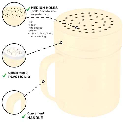 CUSINIUM 10oz Beige Stainless Steel Salt Pepper Dredge Shakers - With Plastic Cap - With Handle - Pack of 2 - color: Beige, size: 10 Oz