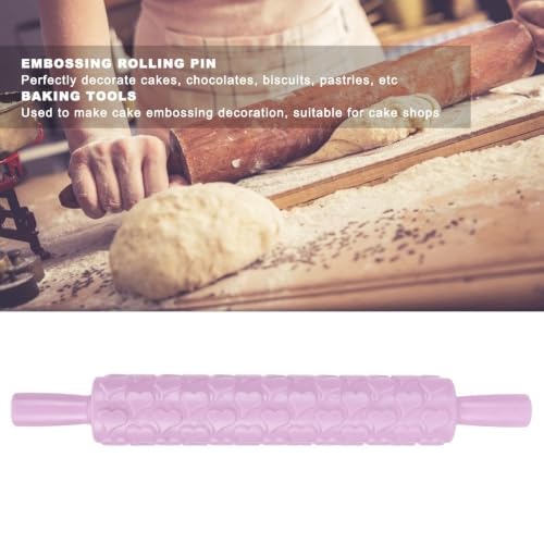 Embossed Rolling Pin for Fondant,PP Textured Pattern Roller with Handles for Cake Cookies Dough Clay Decorating,14.37 x 1.97 in(Droplet Heart) - size: Droplet Heart