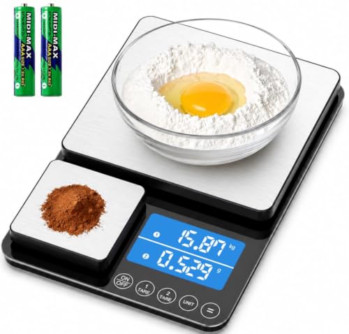 0.001oz/33lb Dual Platform Kitchen Scale, Diyife 9.4in Digital Food Scale